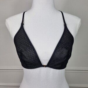 Victoria's Secret Black Lace Front-Clasp Strappy Racerback Bra - Size M